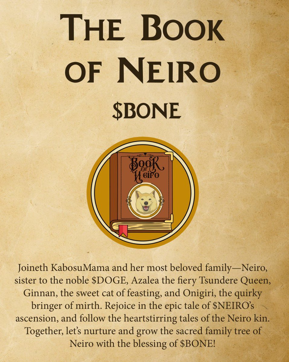 BONEBookofNeiro's tweet photo. #BookofNeiro — Upcoming Launch 
Get ready on Wednesday, October 16, 6-7 PM UTC!

Blessed are those who seek the $BONE, for they shall uncover great wealth and fortune! ✝️

https://t.co/U7Uvk2FhMn https://t.co/5d58RZ7rFD