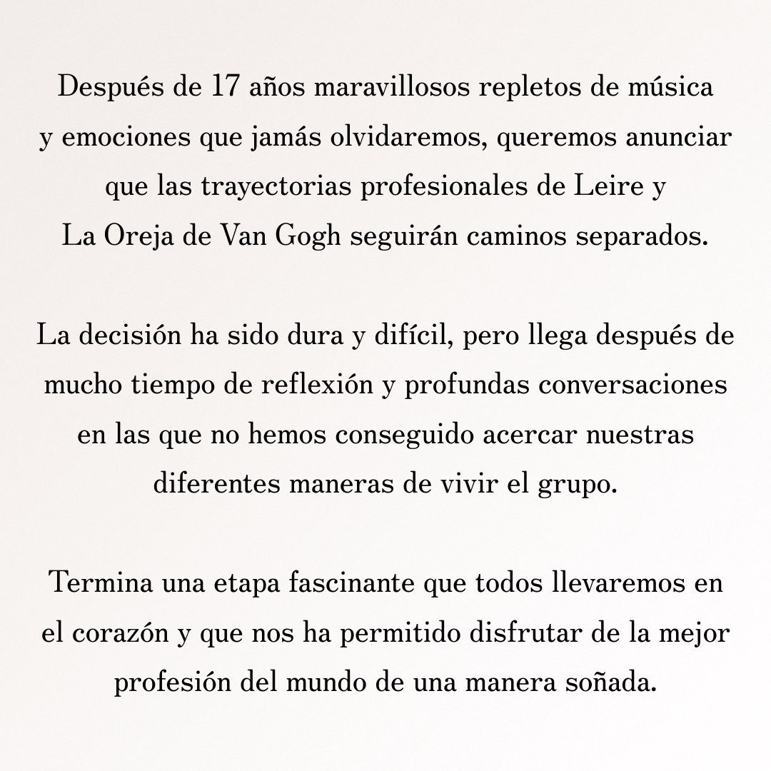 trebelmx's tweet photo. El último concierto de Leire no solo era el final de una gira, sino de una era.  🥹
Mediante un anuncio por redes sociales La Oreja de Van Gogh anuncia que Leire Martínez se separa de la agrupación. https://t.co/RI6gxJsDpc