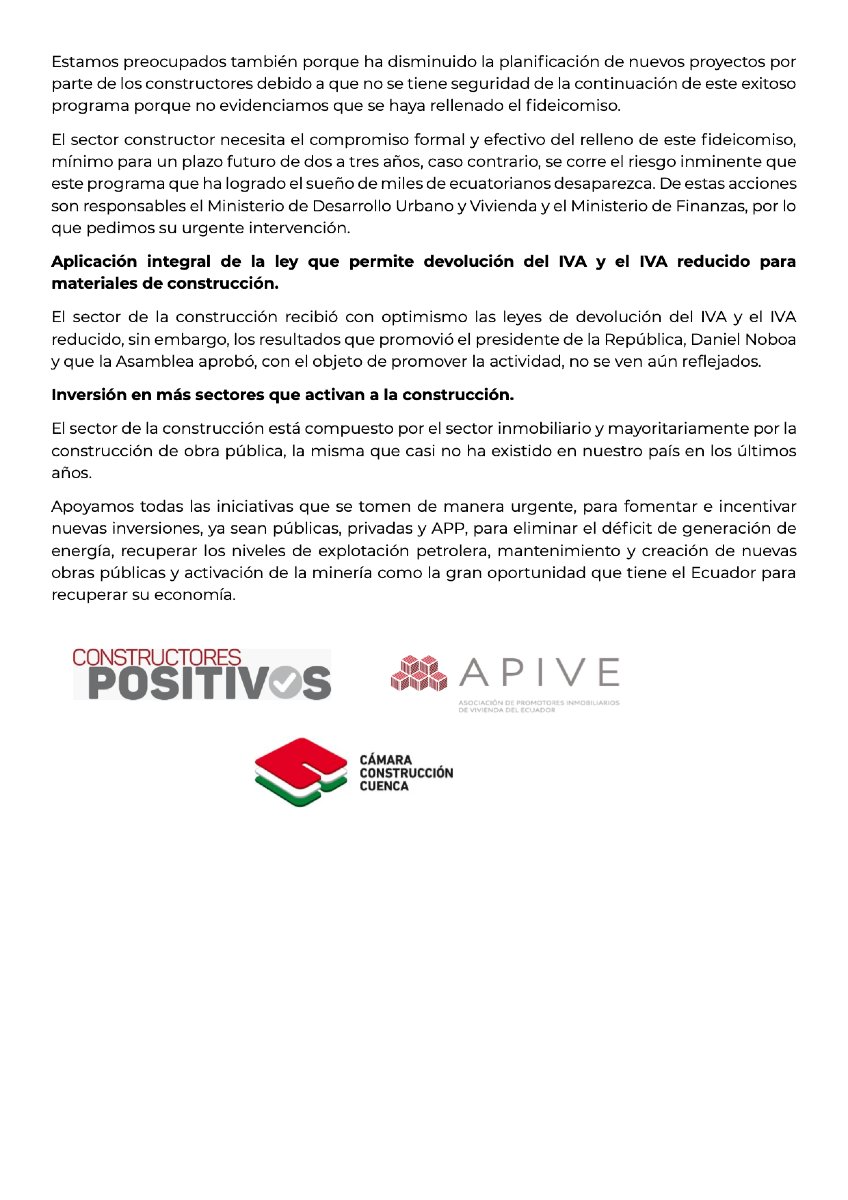 🔴¡ATENCIÓN! 

El sector de la construcción y el sector inmobiliario se pronuncian ante la crisis que enfrentan y la severa contracción en sus actividades.