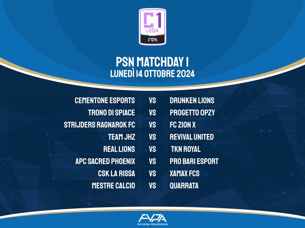 📅 MATCHDAY 
🏆 <a href="/FVPA_net/">FVPA.net 🇮🇹</a> LEGA C1
⏰ 22:00

<a href="/HouseOfProClub/">H𝕠𝕦𝕤𝕖 𝕆𝕗 P𝕣𝕠C𝕝𝕦𝕓</a> <a href="/RTproclub/">𝚁𝚃𝚙𝚛𝚘𝚌𝚕𝚞𝚋</a> <a href="/ProClubsRTweets/">ProClubsRTweets</a> <a href="/NewsProclub/">News Proclub</a>