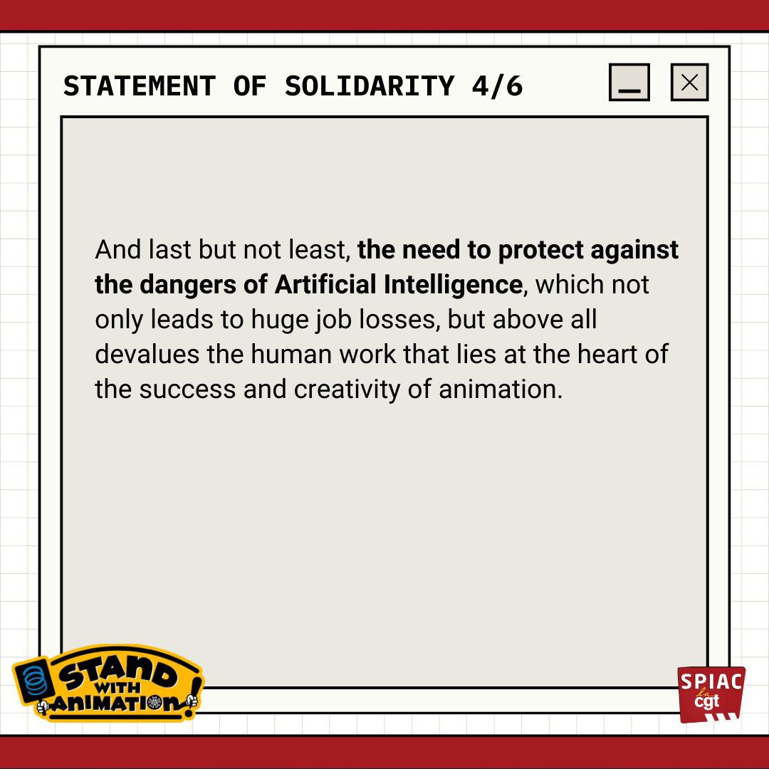 TAGwriters's tweet photo. Thank you to @SpiacCgt for your support, and this  translation of your awesome statement of support. Solidarity with animation workers all over the globe!! ✊ https://t.co/iGjzqxqHlB