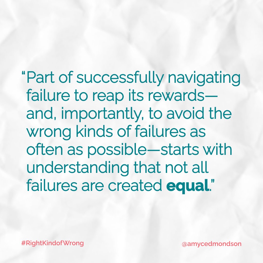 AmyCEdmondson's tweet photo. #Failure is a nuanced and complex topic, but one thing is clear: #IntelligentFailures are necessary for progress and growth! Have you had an intelligent failure lately?
📕 Excerpt from pg6 in #RightKindOfWrong: https://t.co/c3kDvN7iig https://t.co/0fFmTCOMBl