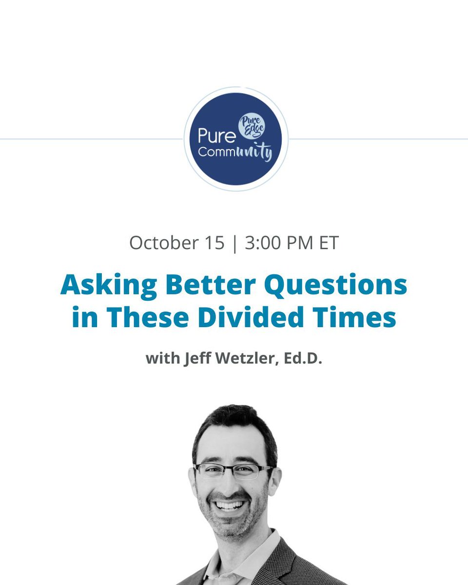 Join me and <a href="/chiboston/">Chi Kim</a> TOMORROW, Tuesday, October 15th, as we discuss what questions we can ask to heal our divisions during these challenging times. This <a href="/pureedgeinc/">Pure Edge, Inc.</a> event is free and open to the public. Register at the link below!

buff.ly/3zO7tgL