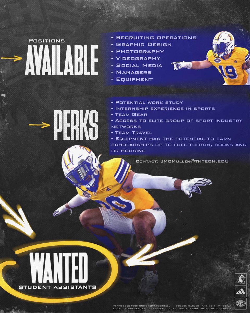 DeborahPoha's tweet image. Come join our team 💜🏈
@TNTechFootball