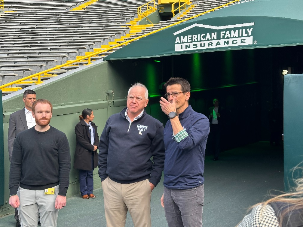 Minnesota Gov. Tim Walz tours Lambeau Field on Monday during his campaign stop in Green Bay. Photo from reporter Jesse Lin who is covering the visit for <a href="/gbpressgazette/">Green Bay Press-Gazette</a>
