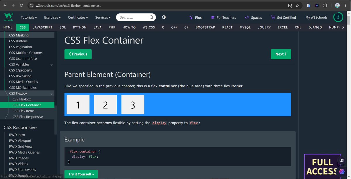 ekojoecovenant's tweet image. Day 88! -89!

Day 88:
- CSS Media Queries
- CSS MQ Examples

Day 89:
- CSS Flexbox Part 1🌚
    *&amp;gt; Intro
    *&amp;gt; Flex Container

#100DaysofCode #w3schools #css