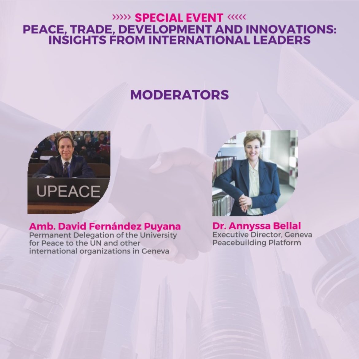 Join <a href="/PuyanaFernandez/">David Fernandez Puyana</a> at #GenevaPeaceWeek for an insightful high-level panel exploring these critical connections. 🤝💡

📅 Date: 15 October 2024
🕕 Time: 15:00 - 16:00 
📍 Location: Palais de Nations room V I Geneva