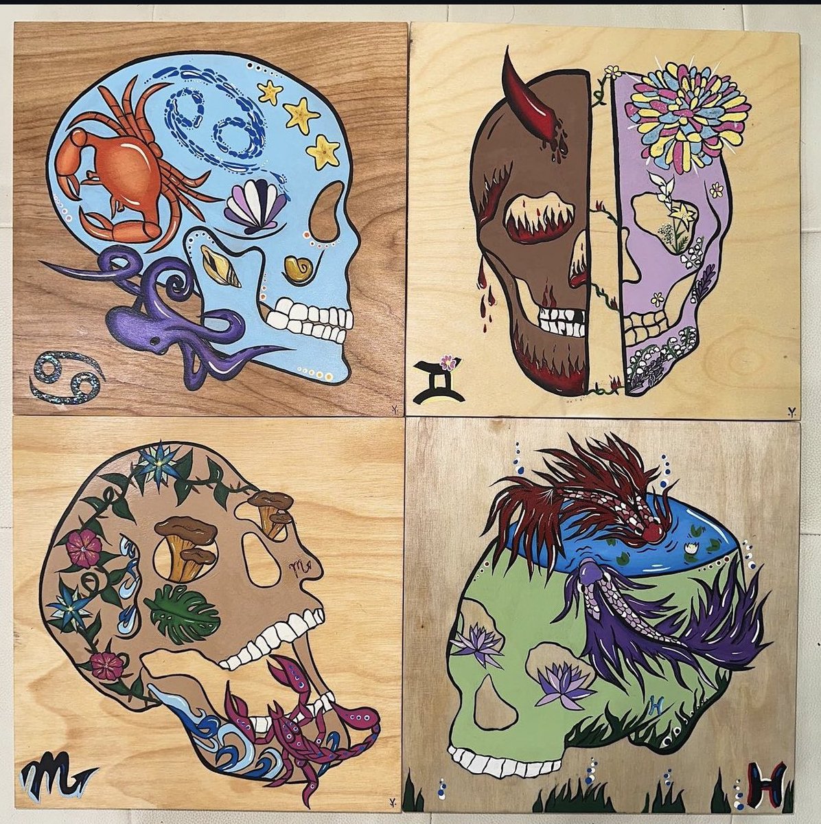 First 4 zodiac 8x8 prints are ON SALE FOR $6 🔥❤️  + free u.s shipping!!! Comes with matching sticker 🤍🥳