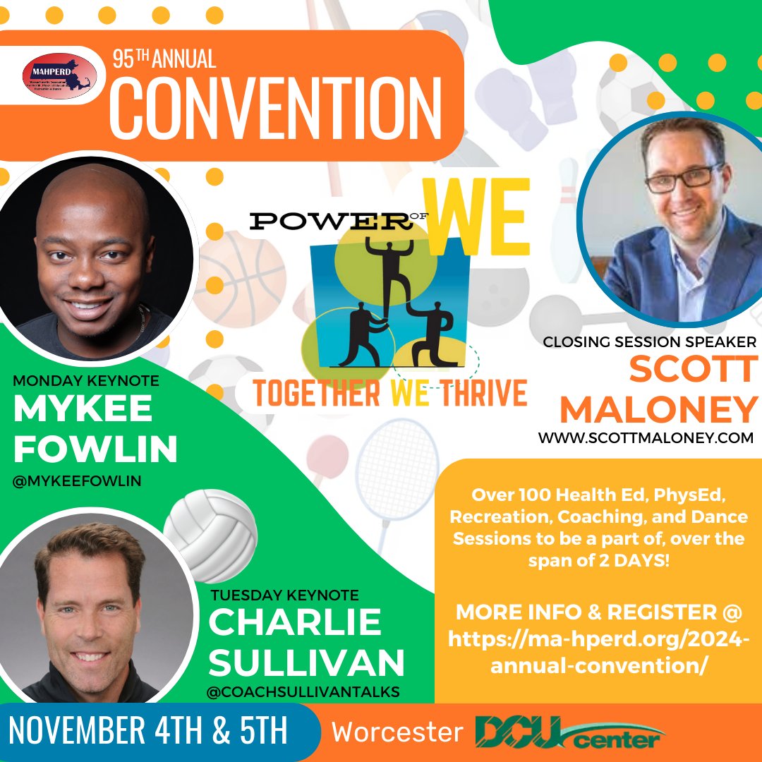 Jill Herwig (@herwig_jill) on Twitter photo Only a few more weeks until the @MAHPERD24 95th Annual Fall Convention with keynote speakers @coachsullivantalks <a href="/mykeefowlin/">Mykee Fowlin</a> and closing convention speaker <a href="/scott_maloney/">scottmaloney</a> - Come join over 1000 Health and Physical Educators from around the state. ma-hperd.org/2024-annual-co… Only a few more weeks until the @MAHPERD24 95th Annual Fall Convention with keynote speakers @coachsullivantalks <a href="/mykeefowlin/">Mykee Fowlin</a> and closing convention speaker <a href="/scott_maloney/">scottmaloney</a> - Come join over 1000 Health and Physical Educators from around the state. ma-hperd.org/2024-annual-co…