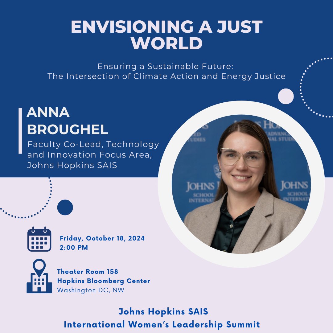 SAISWL's tweet photo. 🌍 Welcome to our panel discussion! 

🌟We are excited to present Dr. Anna Broughel @AnnaE_Broughel as our moderator for the panel discussion. She is a Technology and Innovation focus area co-lead and a Lecturer at #SAIS Johns Hopkins. https://t.co/QZ0wBYDK10