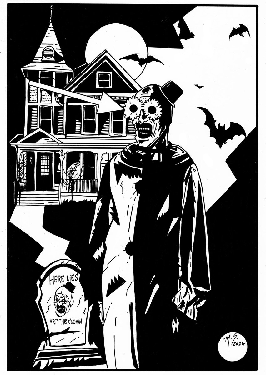 A scan of my recent <a href="/TerrifierFilm/">Terrifier 3 ☝️🤡✌️</a> commission. Pencil and ink on A3 Bristol board. I hope you guys like it.
