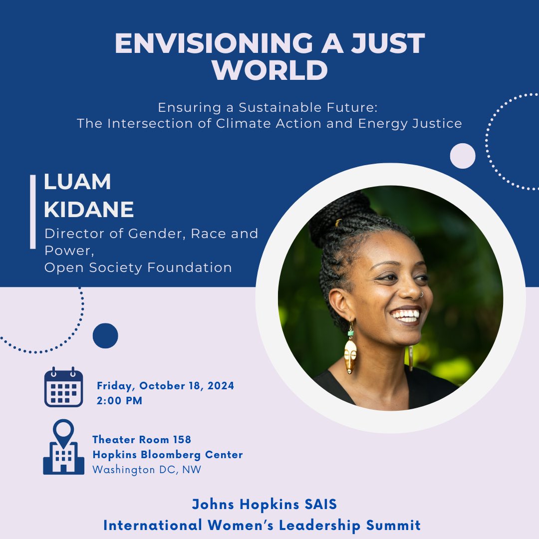 SAISWL's tweet photo. 🌟Welcome to our panel discussion! 

We are pleased to introduce Luam Kidane as one of our panelists in "Ensuring a Sustainable Future: The Intersection of Climate Action and Energy Justice." Luam works as a strategist and researcher on climate, economics, and food sovereignty.❤️ https://t.co/wVWNgo9k3K