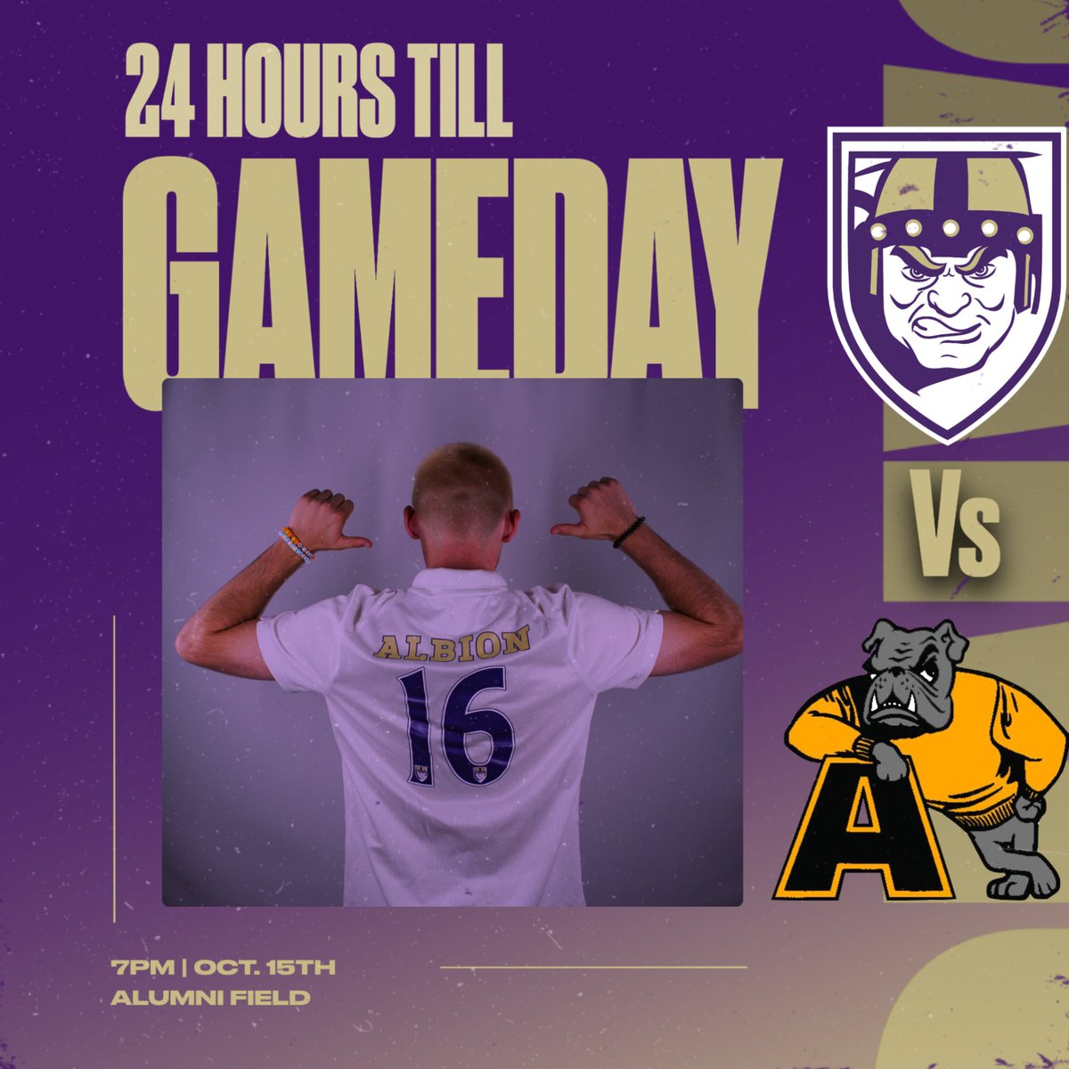 24 hours till Adrian makes their way to Albion! Come out to the Alumni Field tomorrow at 7 PM to support your favorite Brits