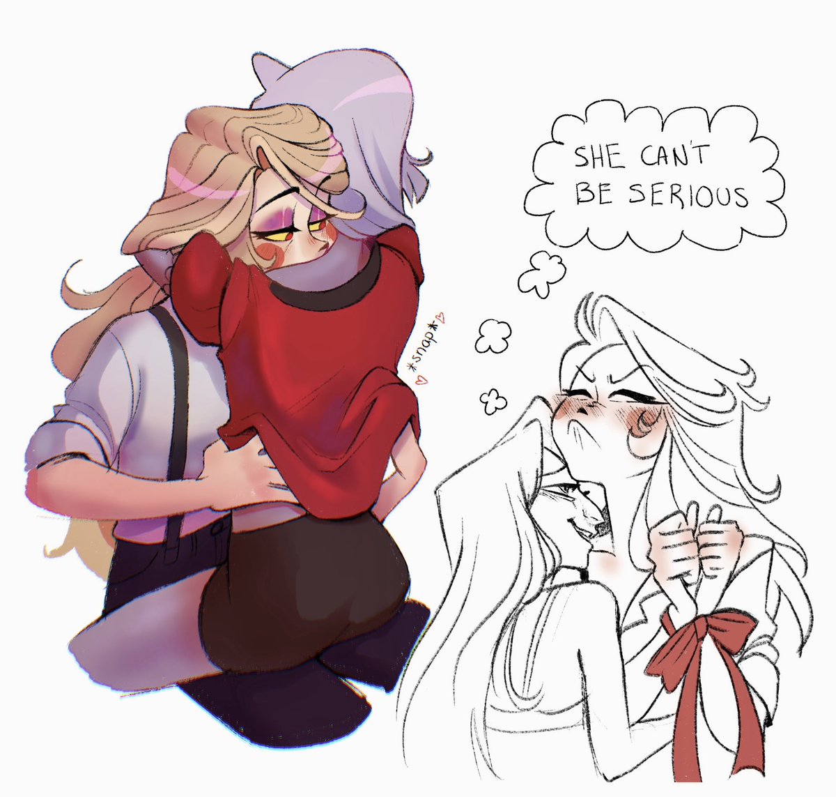 Ballz4lyfe11's tweet image. More chaggie ❤️ #chaggie #CharlieMorningstar #vaggie #Hazbin_Hotel