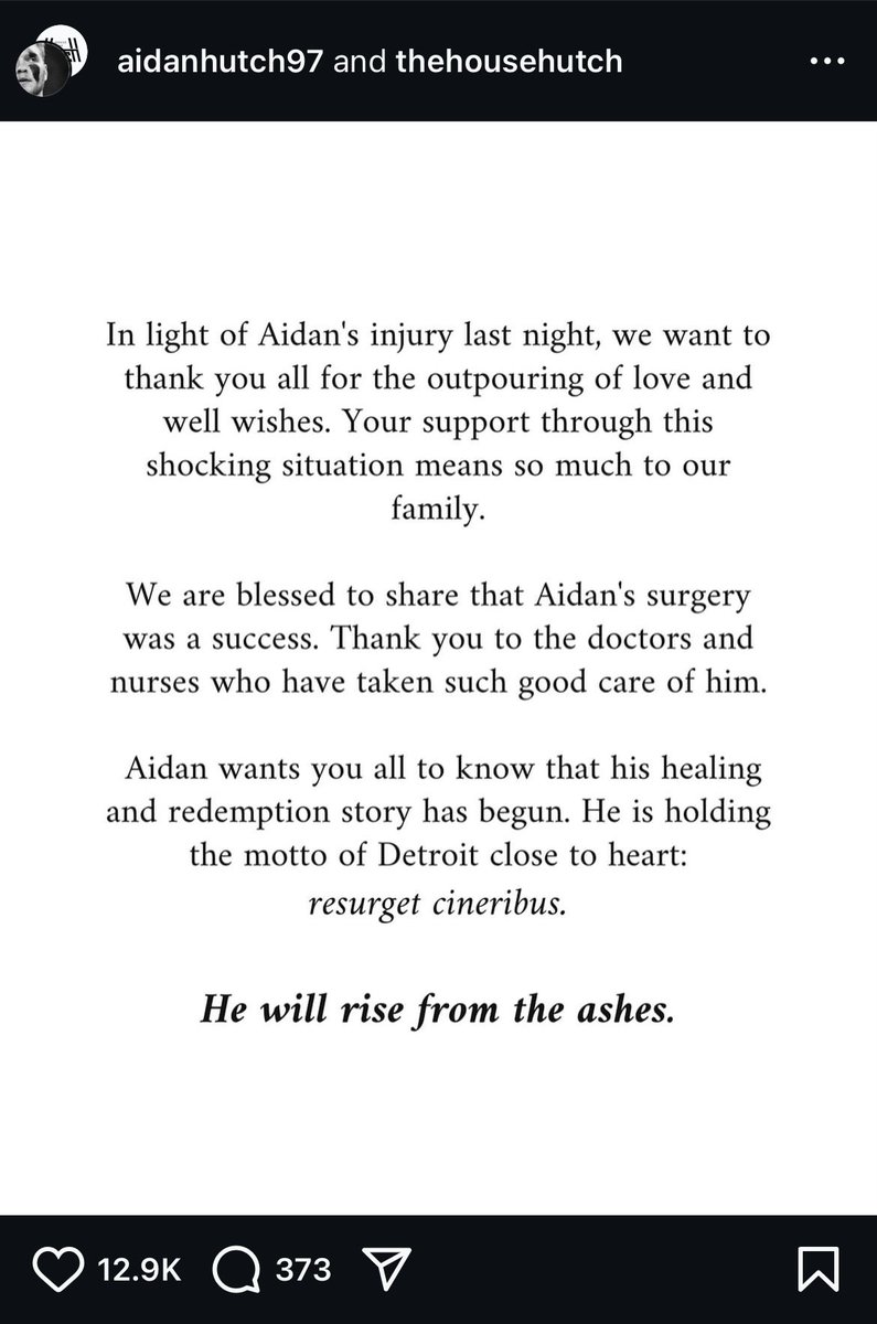 #Lions Aidan Hutchinson releases a statement on Instagram