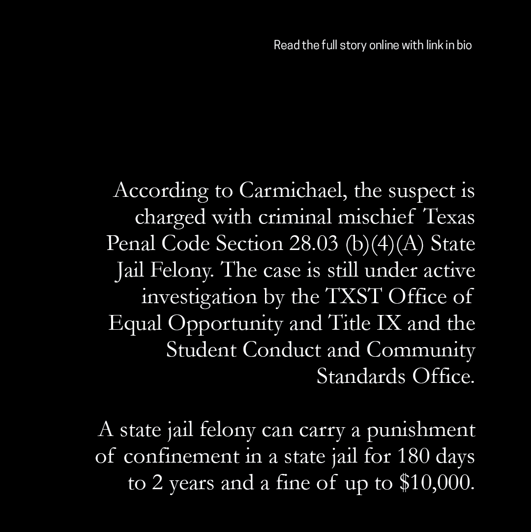 Breaking News

Head to universitystar.com to read the full story.
#UniversityStar #TXST #SMTX #HaysCounty #StudentJournalism #StudentMedia #texas #news #texasstateuniversity #sanmarcos