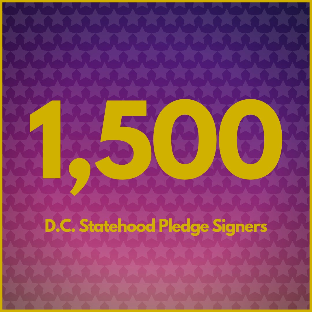 The #DCStatehoodPledge now has 1,500 signers!

Ask your federal, state, and local candidates &amp; elected officials to support #DCStatehood!

👉 dcstatehoodpledge.org