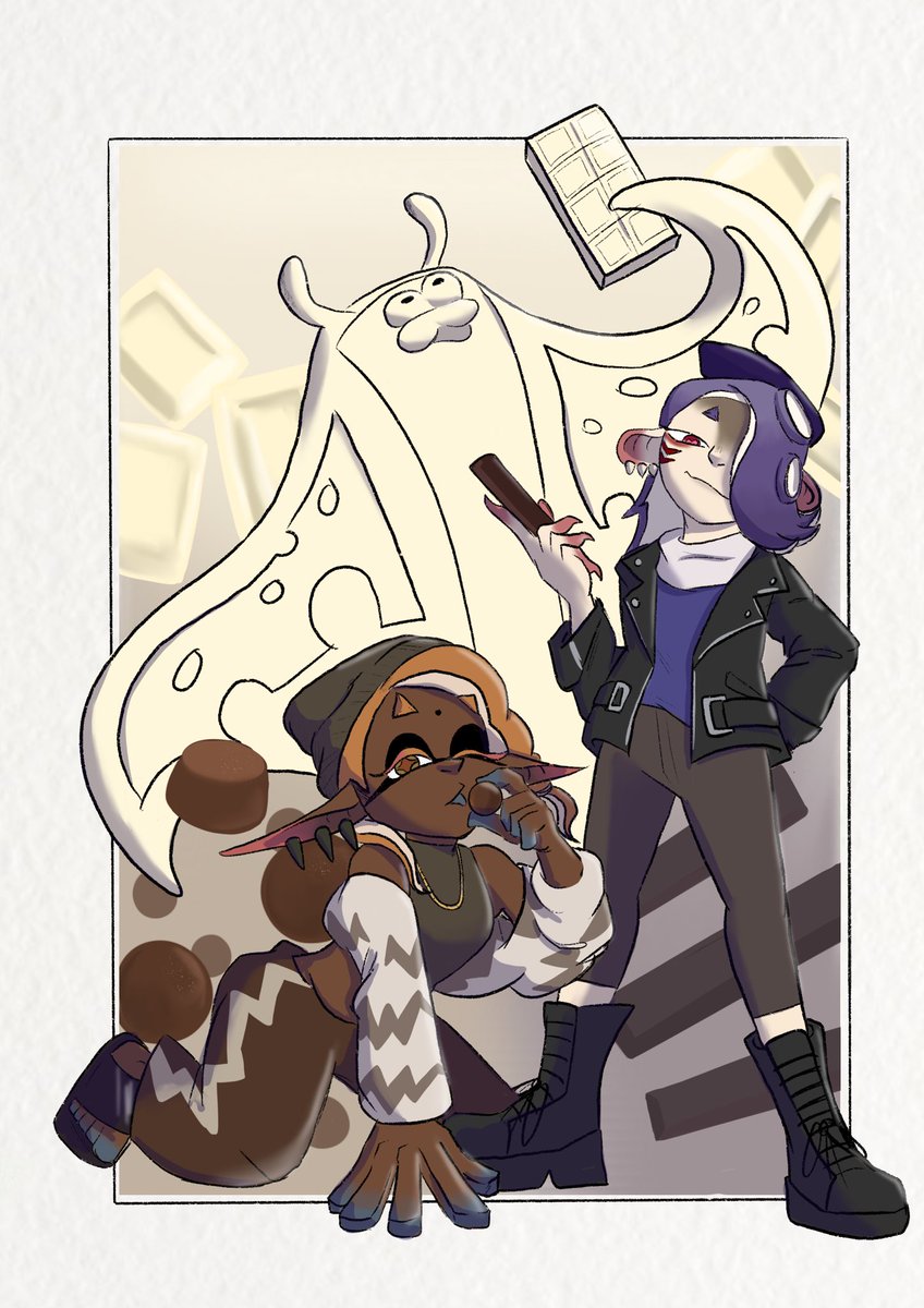 Sketch_Zee_'s tweet photo. Third splatfest redraw, dark vs milk vs white chocolate 

Frye didn’t need to serve so hard for this and yet here she is 🫡 https://t.co/9CUcnBEXp7