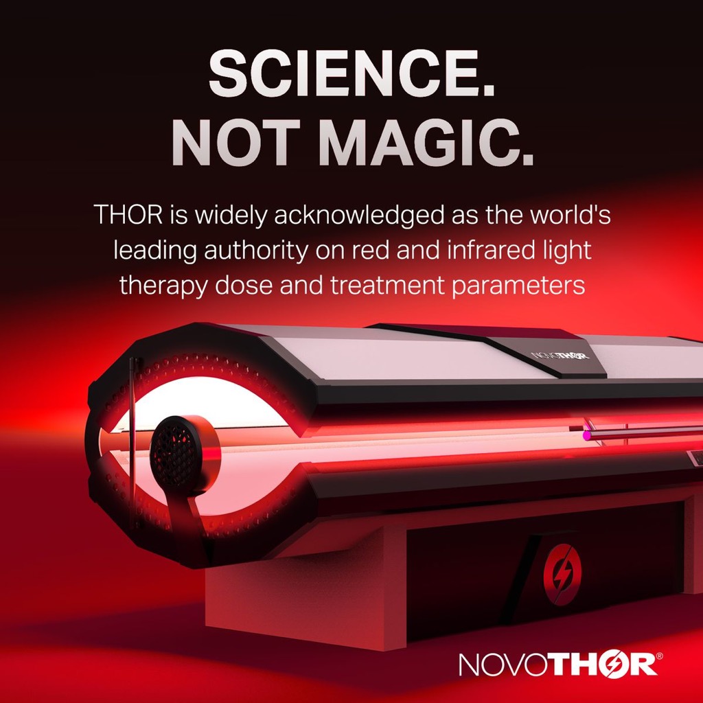 Red light therapy stimulates the body’s natural processes using a mix of scientifically determined wavelengths.

Want to learn more?
Visit novothor.com