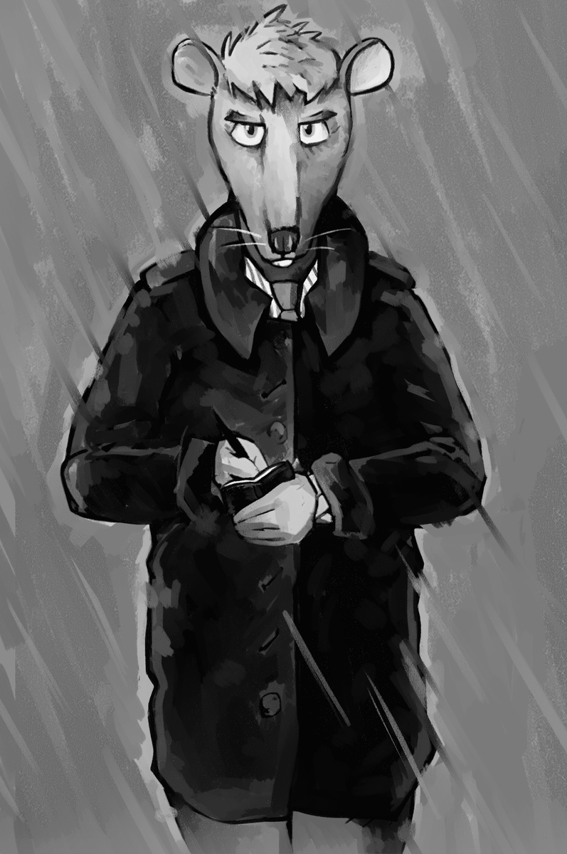 RazorAnimation's tweet image. Skreet the private detective fanart in noir, inspired by the story &apos;Echos of the Past&apos; authored by MercenaryBladeIII over on DA, link to story:
deviantart.com/mercenaryblade…

#digital #painting #originalcharacterart #fanart  #digitalarts #rat #anthroart #character #art #concept #design…