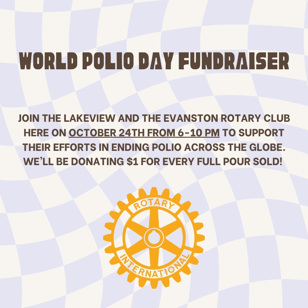 🍂 October's Brewing Some Fun! 🍂

🧶 DIY Needle Felt Coasters – Oct 15th @ 6:30 PM
Book Your Spot: bit.ly/3BJvVjT 🍂
🧠 Evanston Scholars Trivia Night Fundraiser – Oct 17th @ 7 PM
🌍 World Polio Day Fundraiser – Oct 24th, 6-10 PM