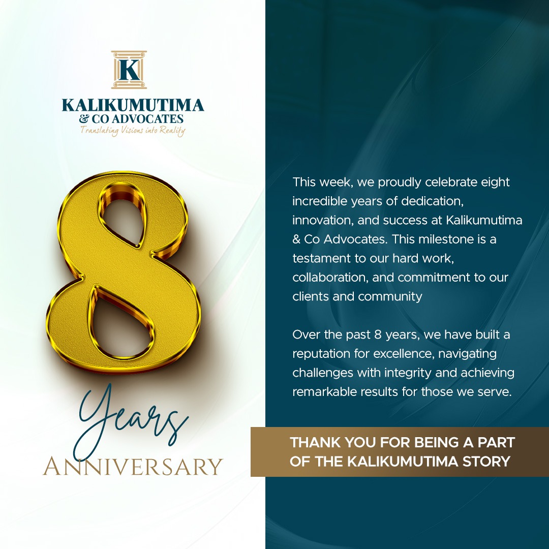 Kalikumutima & Co Advocates (@kalikumutimalaw) on Twitter photo 🎊🎉Here is to 8 years of dedication, innovation, and success! On October 20, 2024, we celebrate #KalikumutimaAt8 . <a href="/unaaorg/">UNAA</a> <a href="/HenriettaWamala/">Henrietta N Wamala Pronouns She/Her/Hers</a> <a href="/ug_lawsociety/">Uganda Law Society</a> <a href="/femalelawyernet/">Female Lawyers Network</a> <a href="/HowardMwesigwa/">Howard Mwesigwa</a> <a href="/kalikumutima1/">Kalikumutima1</a> <a href="/willymutenza/">Willy Mutenza</a> <a href="/deklerkld/">De-klerk Luyiimah</a> <a href="/MbabaziStecy/">stecy mbabazi</a> <a href="/MuyaakaAlfred/">Alfred Muyaaka</a> <a href="/JoyceNalunga/">Dr.Joyce Nalunga Birimumaaso</a> 🎊🎉Here is to 8 years of dedication, innovation, and success! On October 20, 2024, we celebrate #KalikumutimaAt8 . <a href="/unaaorg/">UNAA</a> <a href="/HenriettaWamala/">Henrietta N Wamala Pronouns She/Her/Hers</a> <a href="/ug_lawsociety/">Uganda Law Society</a> <a href="/femalelawyernet/">Female Lawyers Network</a> <a href="/HowardMwesigwa/">Howard Mwesigwa</a> <a href="/kalikumutima1/">Kalikumutima1</a> <a href="/willymutenza/">Willy Mutenza</a> <a href="/deklerkld/">De-klerk Luyiimah</a> <a href="/MbabaziStecy/">stecy mbabazi</a> <a href="/MuyaakaAlfred/">Alfred Muyaaka</a> <a href="/JoyceNalunga/">Dr.Joyce Nalunga Birimumaaso</a>