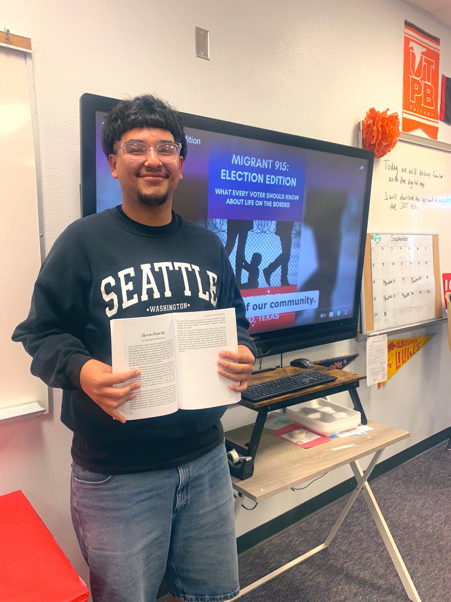 CoachValgreen's tweet photo. Migrant 915 election edition published author- Christopher! #ScorpionStrong https://t.co/DrTHCs6fLh