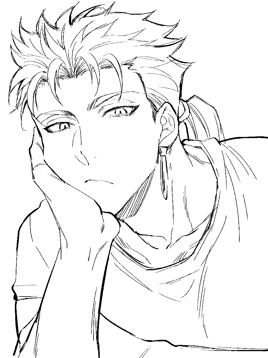 兄貴の顔だけ描きたかった(塗り絵としてどうぞ…) 