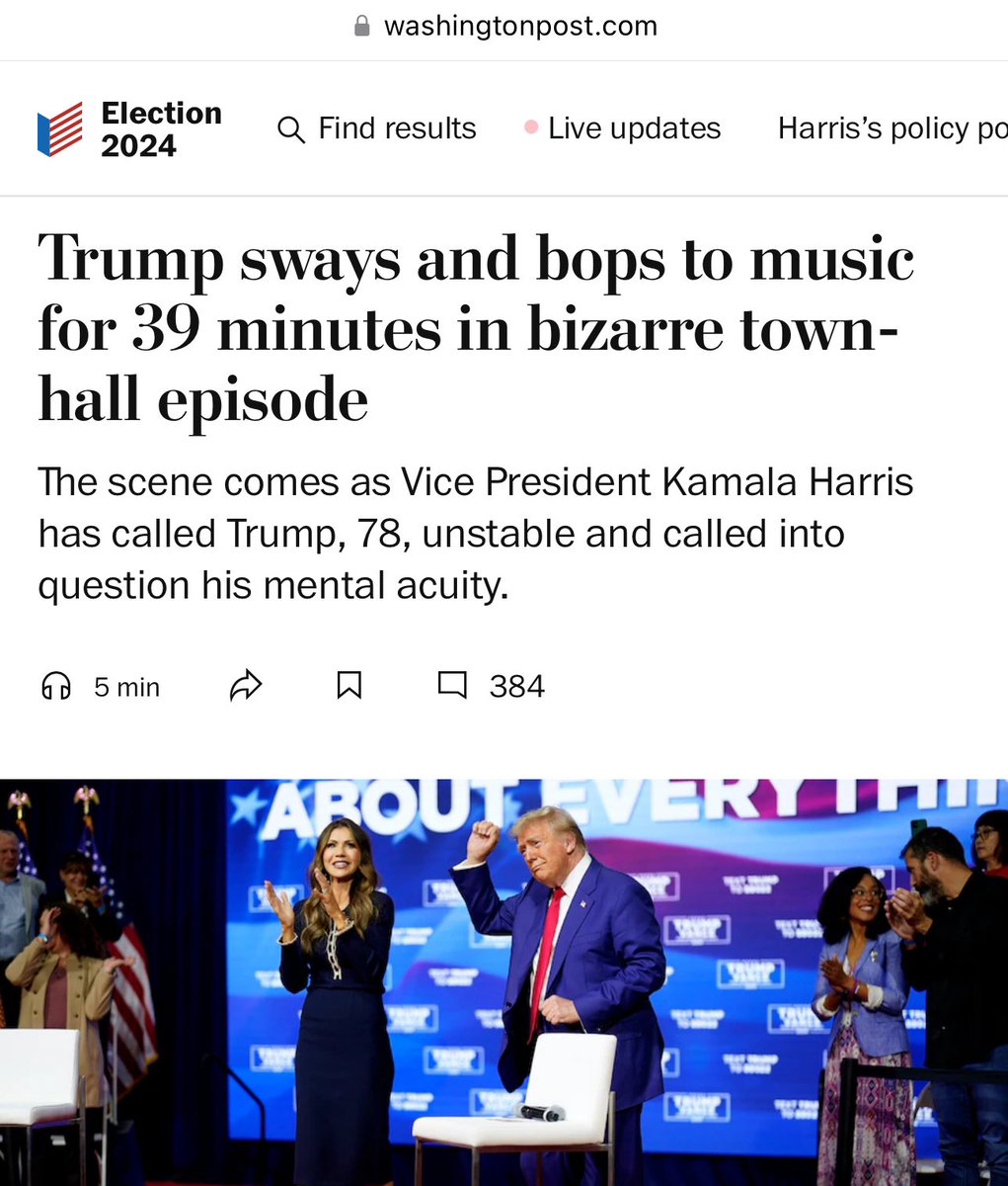 This is BIG. The Washington Post just published an article about Trump’s disastrous event tonight and discussed his declining mental condition. We will include a gift link in the reply.