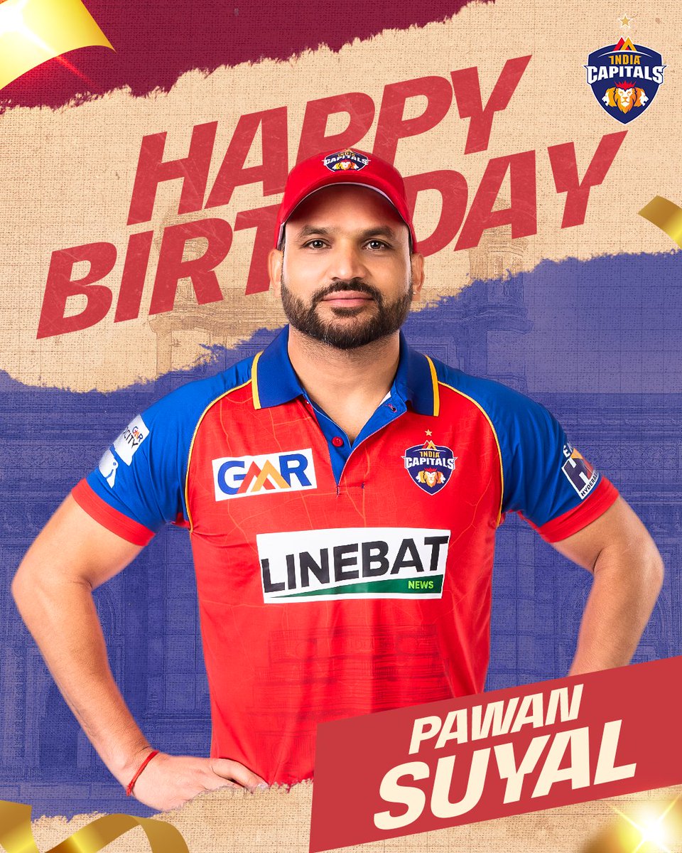 CapitalsIndia's tweet photo. Wishing a very happy birthday to our left-arm magician - Pawan Suyal π₯³π
May you bowl through life with the same passion and determination! π€
#RukengeNahi #LegendsAssemble #CapitalsClassics https://t.co/u7ggaGo4eh