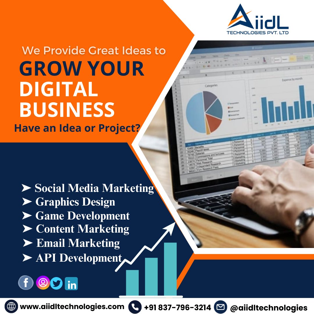 We Provide Great Ideas to GROW YOUR DIGITAL BUSINESS
Have an Idea or Project?

☎: +91 8377963214
📧 : info@aiidltechnologies.com
🌍: aiidltechnologies.com

#DigitalMarketing #GrowYourBusiness #socialmediamarketing #marketingstrategy #digitalmarketingstrategy #aiidltechnologies