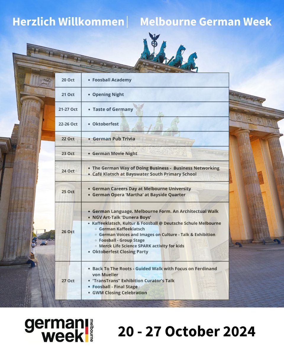 This Sunday is the start of Melbourne German Week. The DAAD will be at the German Careers Day to share information about German language study and scholarships. The event is free to attend and open to university and secondary school students in Victoria.
👉🏾melbourne.germanweek.com.au