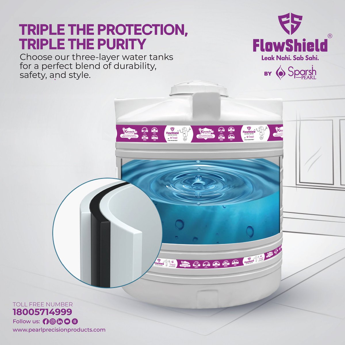 SparshPearl's tweet image. &quot;Revolutionizing water storage: Experience the strength of our three-layer water tank for clean and safe storage.&quot;

#watertank #FlowShield #sparshpearl #waterstorage