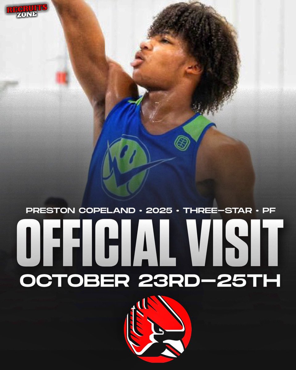 2025 three-star prospect Preston Copeland tells me that he will be taking an official visit to Ball State on October 23rd-25th. 👀

Copeland is an aggressive forward that plays well through contact, explosive under the rim, &amp; has a quality mid-range game.