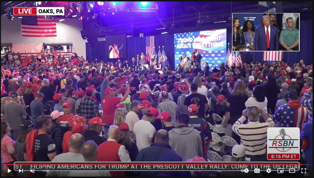 Trump had a town hall in Pennsylvania tonight, consisting of pre-screened questions moderated by Kristi Noem.

He abruptly cut off the event, then spent 30 minutes simply standing on stage looking at his audience with music playing. Ave Maria played 4-5x.

No explanation of why.