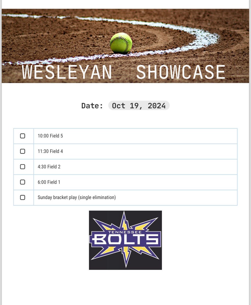 Heading to Wesleyan Showcase this weekend! <a href="/TNBolts/">TN Bolts - Mullins 25</a>