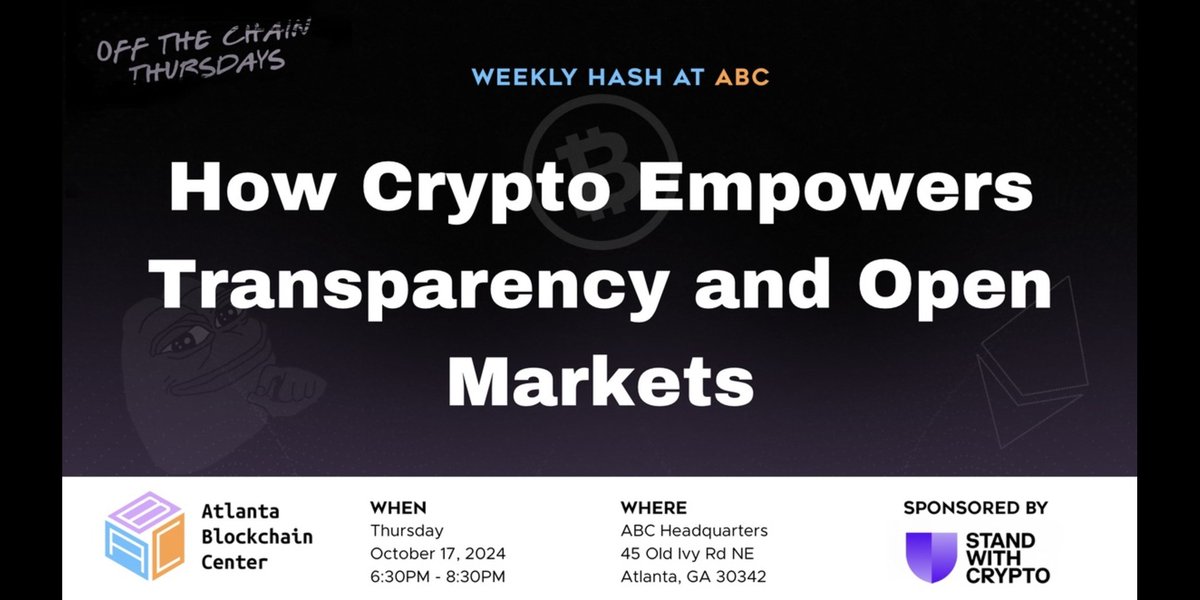 🚀 Join us for an engaging Off the Chain Thursday on how blockchain technology fosters greater transparency and promotes open, decentralized markets. We'll explore topics and platforms like DeFi, non-KYC environments, freedom of speech, banking for the unbanked, free markets, and