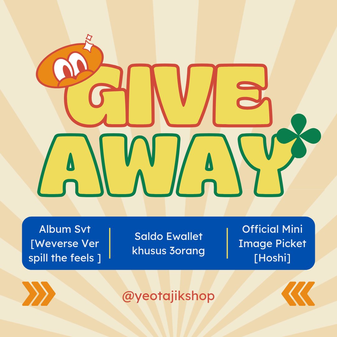 🌷✨GIVEAWAY For Warga Yeotajikshop✨🌷

WINNER:
✅1pcs album sealed weverse ver [Spill the feels]
✅ Saldo E-wallet 10k untuk 3orang
✅1pcs Official Image Picket Little Wishes [Hoshi]

Syarat:
⚠️ Carat ina only
•RT+Likes tweet ini 
•Follow twitter <a href="/yeotajikshop/">GO INA🇮🇩 || FIRSTHAND JASTIP KOREA</a>
•SS bukti