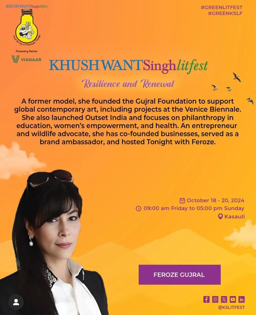 🎨🌍 Feroze Gujral is the founder of the Gujral Foundation, championing global contemporary art 🌟, including projects at the Venice Biennale. 
#KSLLitFest2024 #ResilienceAndRenewal #FerozeGujral #GujralFoundation