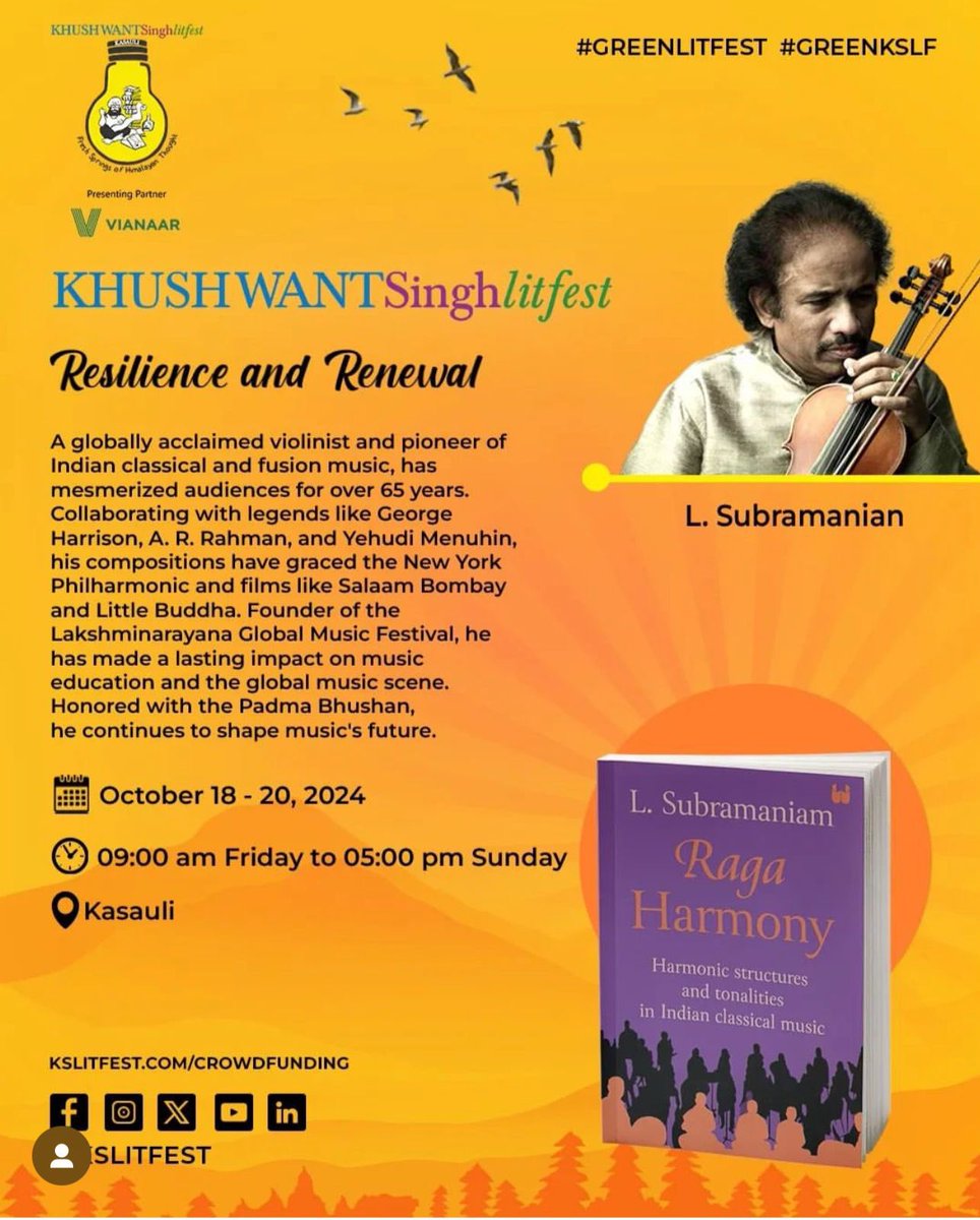 🎶✨ L Subramaniam, author of Raga Harmony, beautifully explores how the Indian raga system, deeply rooted in melody 🎵, can be intertwined with English classical music 🎻🎼.
#KSLLitFest2024 #ResilienceAndRenewal #RagaHarmony #LSubramaniam #MusicFusion