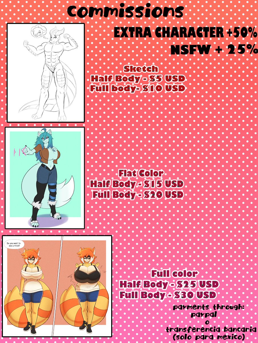 ALANExtraZone's tweet image. NEW PRICE SHEET

And it&apos;s not a mistake, from now on I will do NSFW but under some restrictions, so please ask beforehand

I do not do:
Gore 
Vore
Inanimate Tf
Animal Tf 

#TFEveryday #BodySwapArt #furryartist #furryarwork