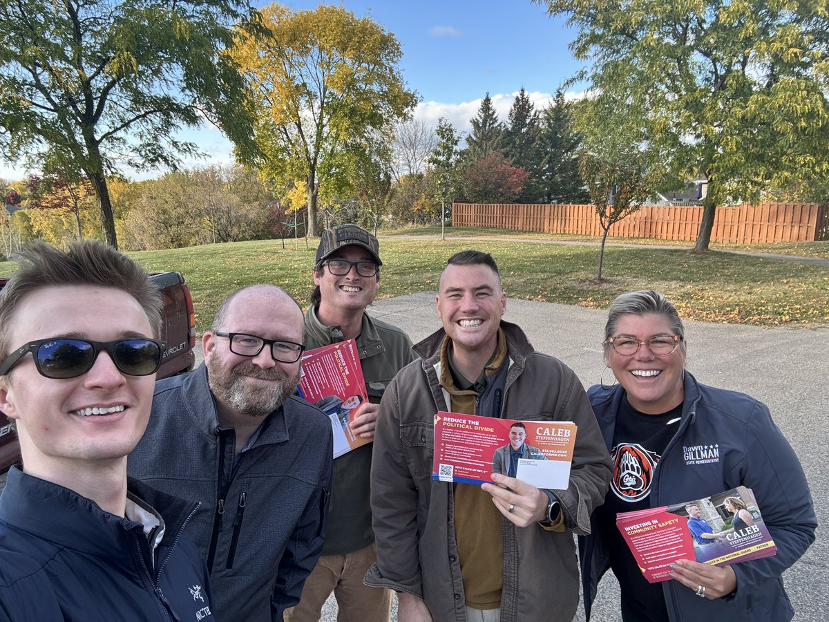 dawn_gillman's tweet photo. Door Knocking today in Chanhassen for https://t.co/Pw0xJdrt4u #48b #mnleg thanks for the invite @WillWaggoner16 and guys.
Big theme at the door…..affordability, no taxes on social security and safety. Caleb Steffenhagen checks ALL those boxes! #saveMN https://t.co/PjP7KURb9f