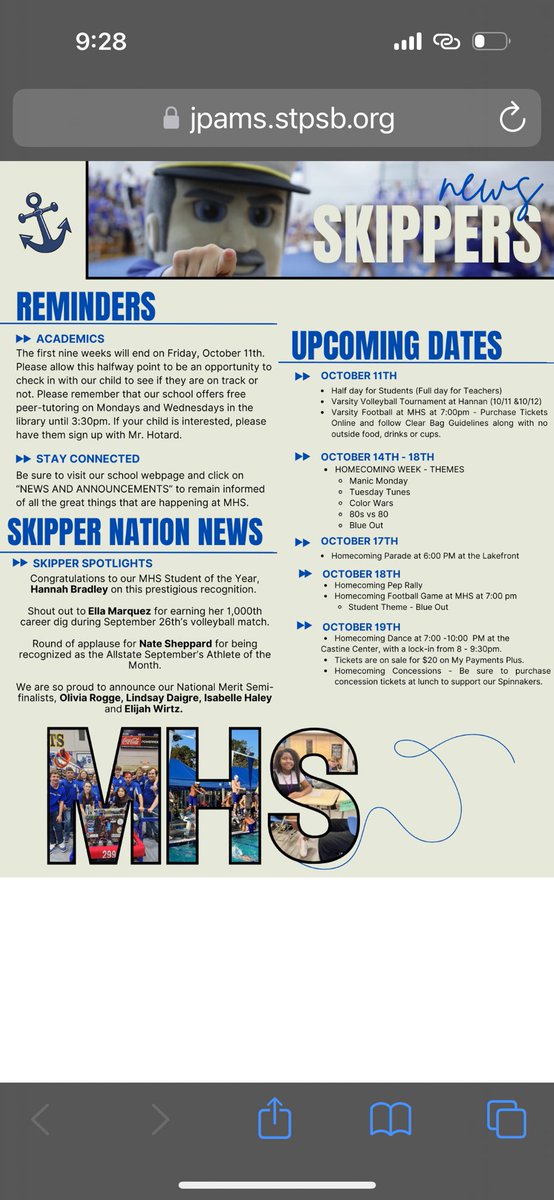 Skipper Family Newsletter Ⓜ️💙⚓️