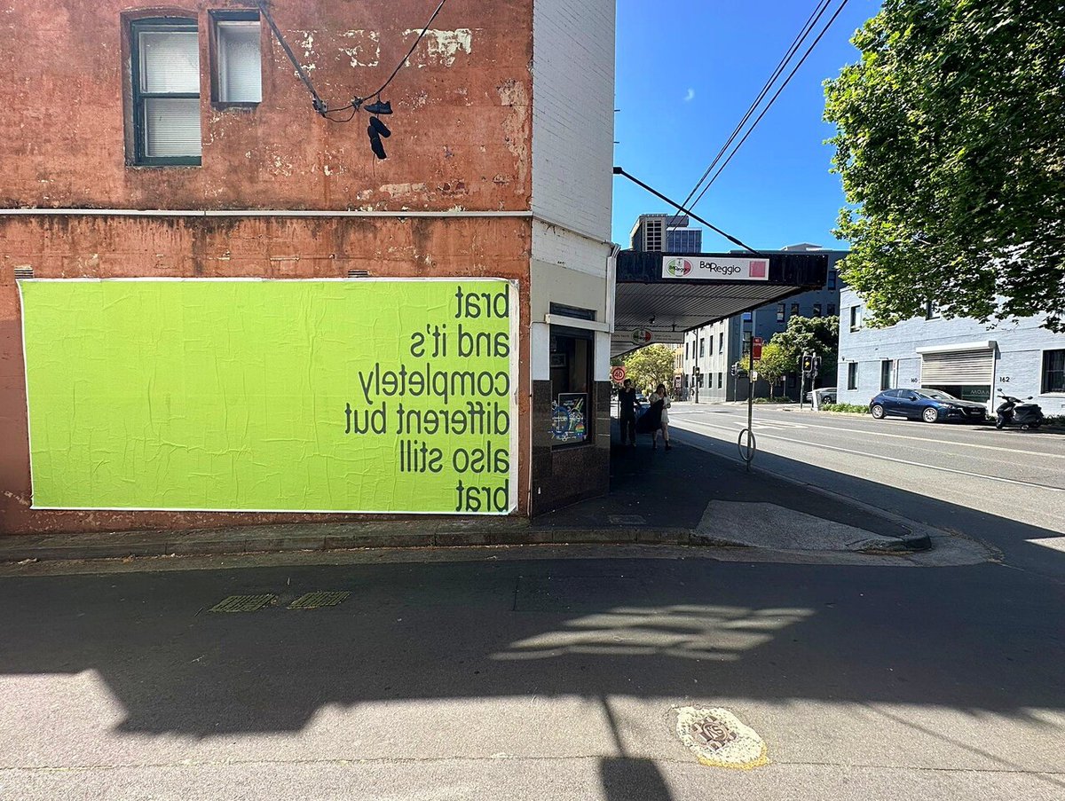 WarnerMusicAU's tweet photo. brat walls are back and it's completely different but also still brat 💚

SYDNEY
📍 Darlinghurst 135 Crown St
📍 Enmore 58 -76 Stanmore Rd

MELBOURNE 
📍 662 Lygon St Carlton North https://t.co/ybNAfEdDym