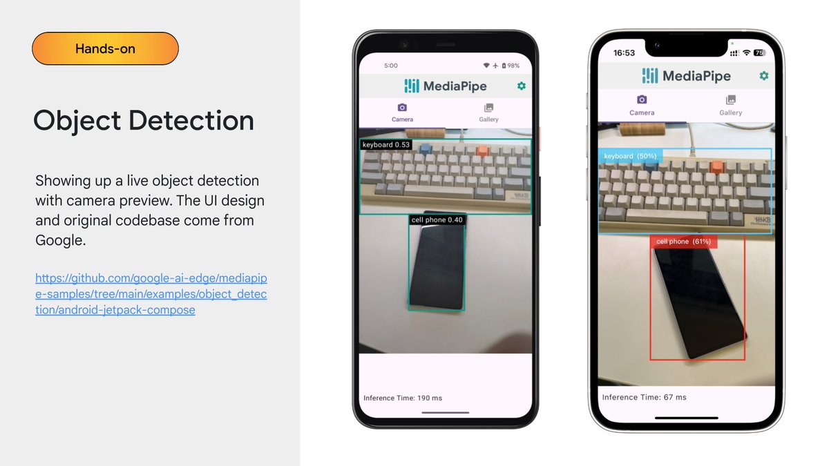 xx2bab's tweet photo. Just wrapped up porting Mediapipe's Object Detection and LLM Inference demos to Kotlin Multiplatform—now their Android code run on iOS too! 🤩 Bringing cross-platform ML features to life has been a thrilling and fun journey. Please find the post &amp; repo links in comments below. https://t.co/ERH0KzPJeo
