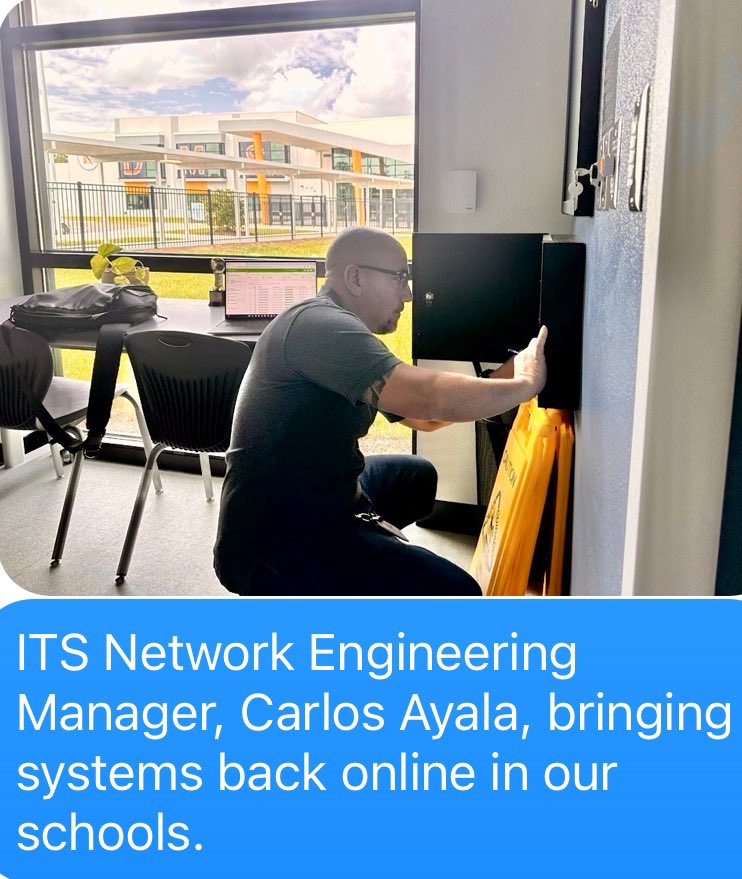 edtechmatt's tweet image. Our Volusia County schools are all set to reopen for our 62,000+ students tomorrow with power and internet. Huge thanks to the electric and internet utility workers, VCS Facilities Maintenance Department, and ITS Network/Systems Engineers for all their hard work! @ITS4VCS