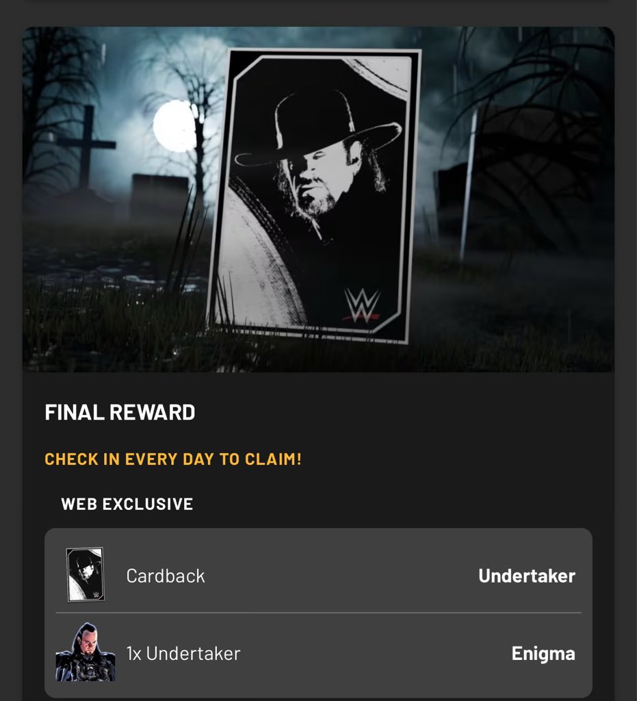 dannycsalcedo's tweet image. Worth all check ins!

@WWESuperCard | #WWESuperCard #WWESC #UnderTaker #TheDeadman

@WWESCNews @WWEgames @WWEUniverse