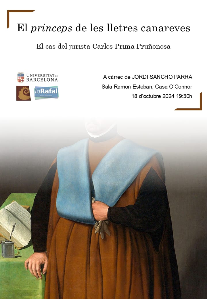 lorafal's tweet photo. 🟥Tardets d'història i lletres.
El princeps de les lletres canareves: El cas del jurista Carles Prima Pruñonosa.
A càrrec de  Jordi Sancho Parra @TitoParreta
📍Sala Ramon Esteban. Casa.O'Connor #Alcanar
📅 18-10-24
🕢 19.30 h.
Organitza: @lorafal
@UniBarcelona 
@terresdecruilla https://t.co/q7o2dIBu91