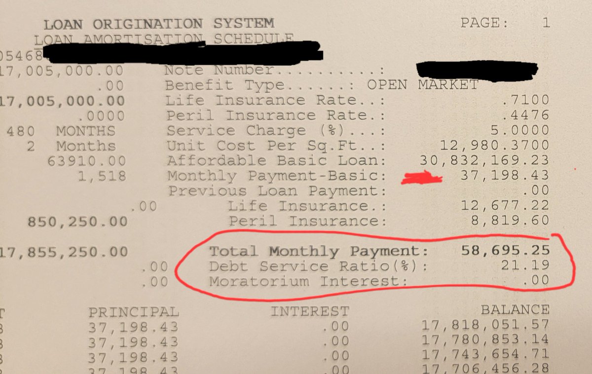 Specifically looked for a property for 18mil so I cud show a real life example of NHT at work. NHT triple applicant mortgage; youngest - 23. (Mother &amp; 2 children). Salaries: 73k, 80k &amp; 120k
Price: 18mil 
Dep: 900k
Lawyer: 450k
Closing costs/fees: 130k

NHT 0% int. &amp; < 20k each