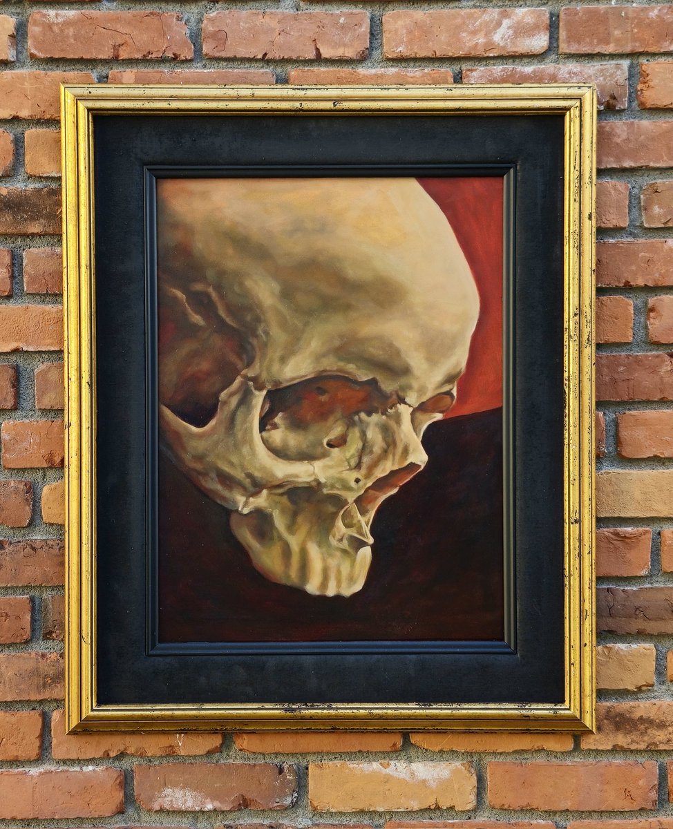 NorthofSouth77's tweet photo. "Solitude" 18x24 oil on birch panel #oilpainting #bcartist #canadianart #skullart #realism #portrait #halloween #solitude #darkart #Canadian #Canadianartist #skull #painting #art https://t.co/oABwEpx3MG